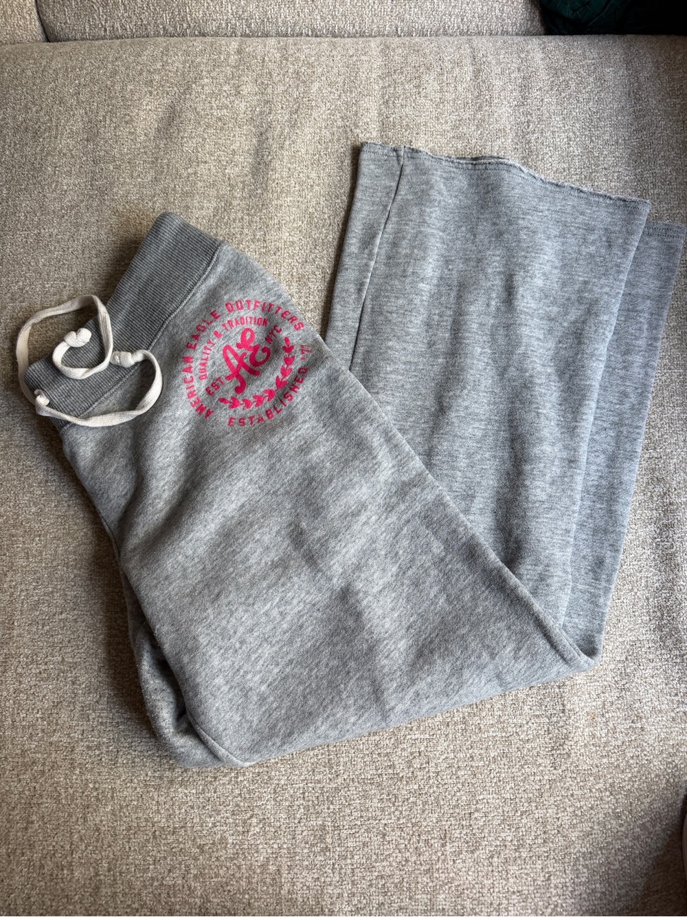 American Eagle Outfitters Grey Sweatpants with Pink Logo